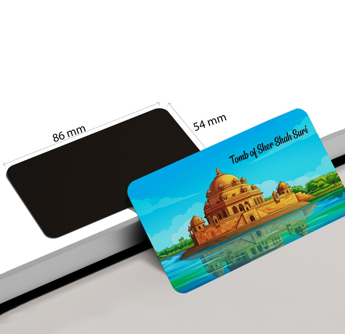dhcrafts Rectangular Fridge Magnet Multicolor Bihar Tomb of Sher Shah Suri Design Pack of 1 (8.6cm x 5.4cm)